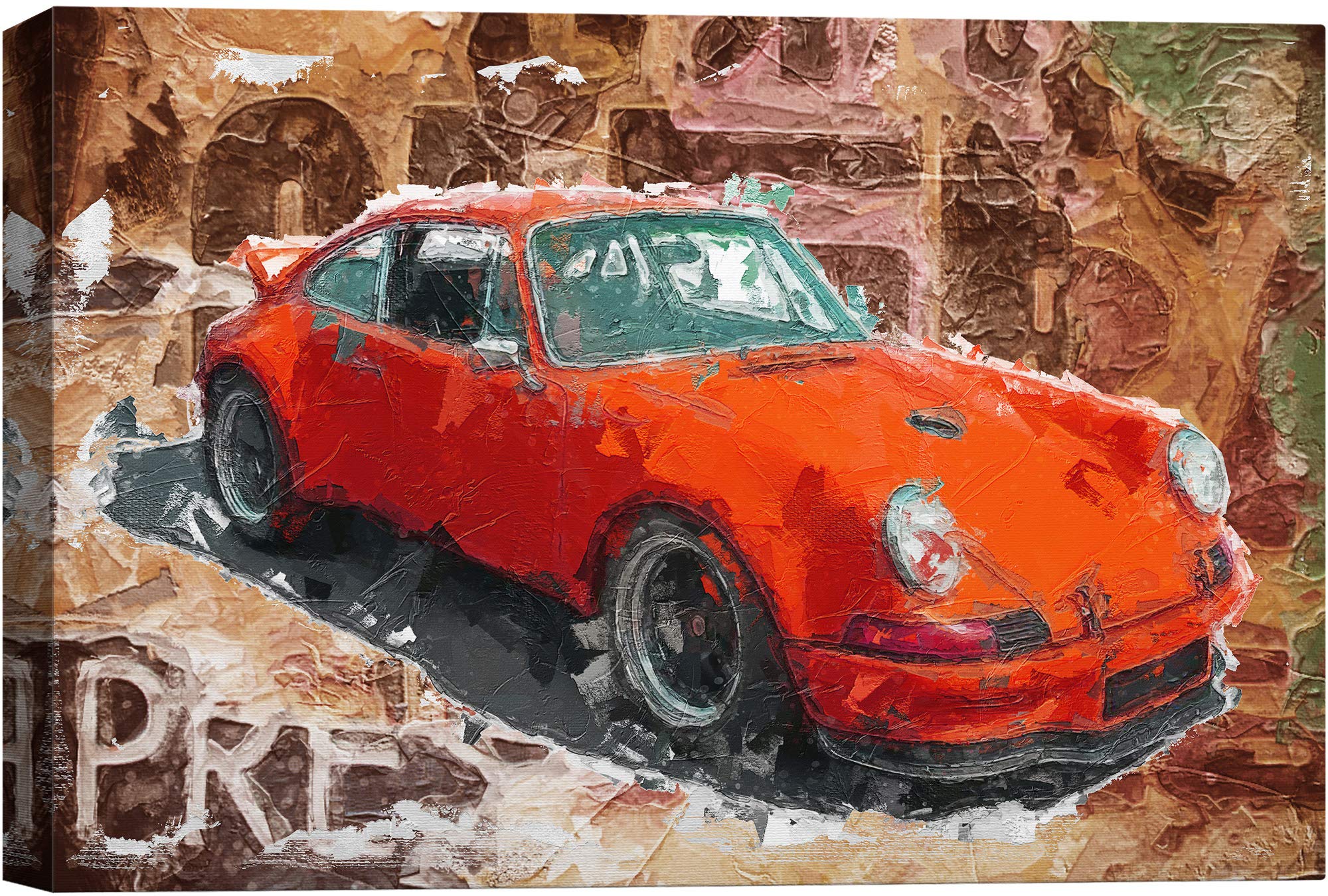 Amazon.com: SIGNWIN Canvas Wall Art Vintage Blue and Green Porsche